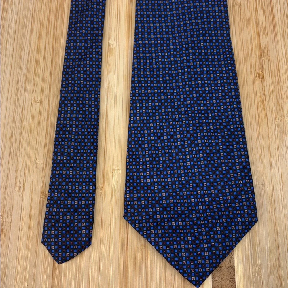 Lauren Ralph‎ Lauren Neck Tie Blue Geometric Silk